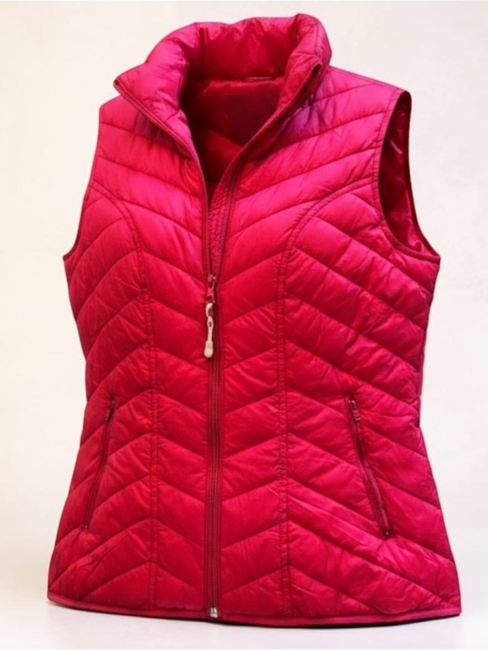 Tek Gear Pink Quilted Puffer Vest Full Zip Lightweight Size Large